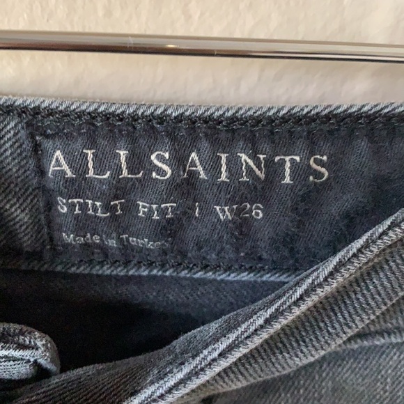 ALL SAINTS Faded Black Slim Jeans with Frayed Hem - Picture 6 of 9